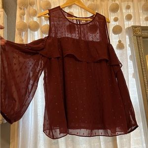Maroon Cold Shoulder Top